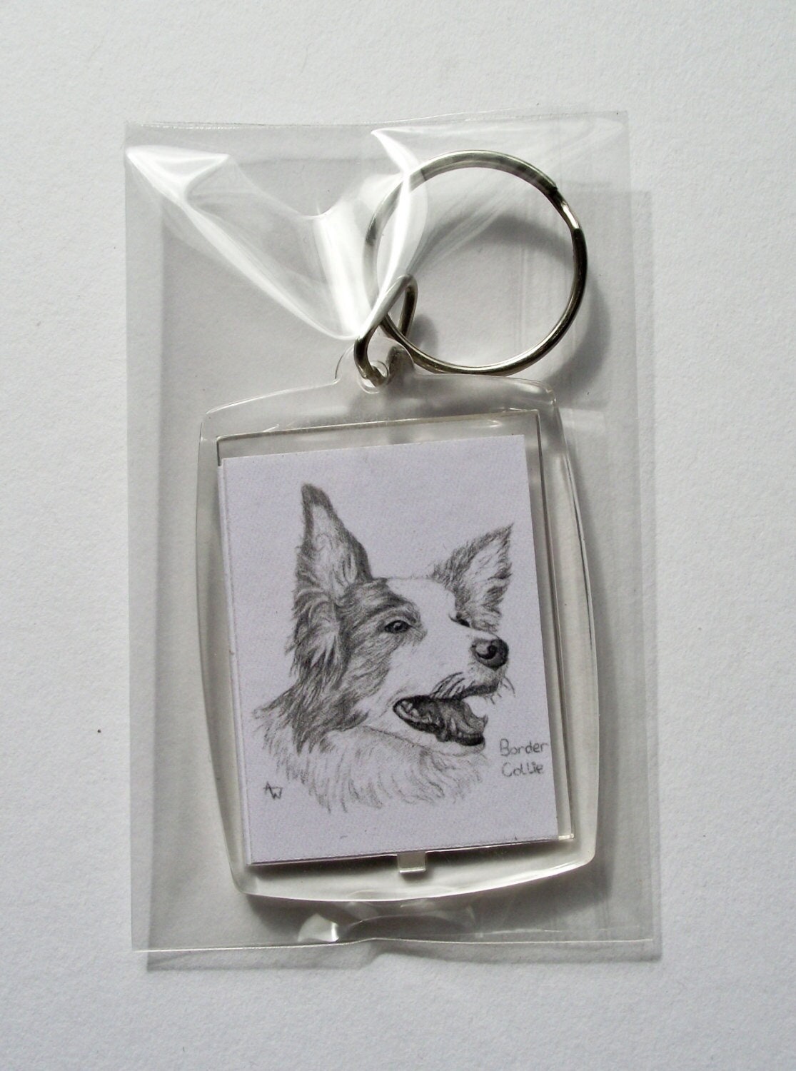 Border Collie Hund Schlüsselring Schafhund Schlüsselanhänger Tasche Charm Border Collie Hund Schlüsselring Schafhund Schlüsselanhänger Tasche Charm von AnneWassellArt