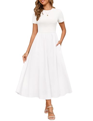 Annebouti Damen-Maxikleid 2025, Sommer, Frühling, trendig, elegant, kurzärmelig, Baumwolle, lässig, langes Kleid mit Taschen, Weiss/opulenter Garten, Klein Annebouti Damen-Maxikleid 2025, Sommer, Frühling, trendig, elegant, kurzärmelig, Baumwolle, lässig, langes Kleid mit Taschen, Weiss/opulenter Garten, Klein von Annebouti