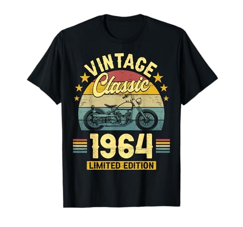 Jahrgang 1964 Biker 60 Jahre Geburtstag Herren T-Shirt von Année 1964 60 Ans Anniversaire