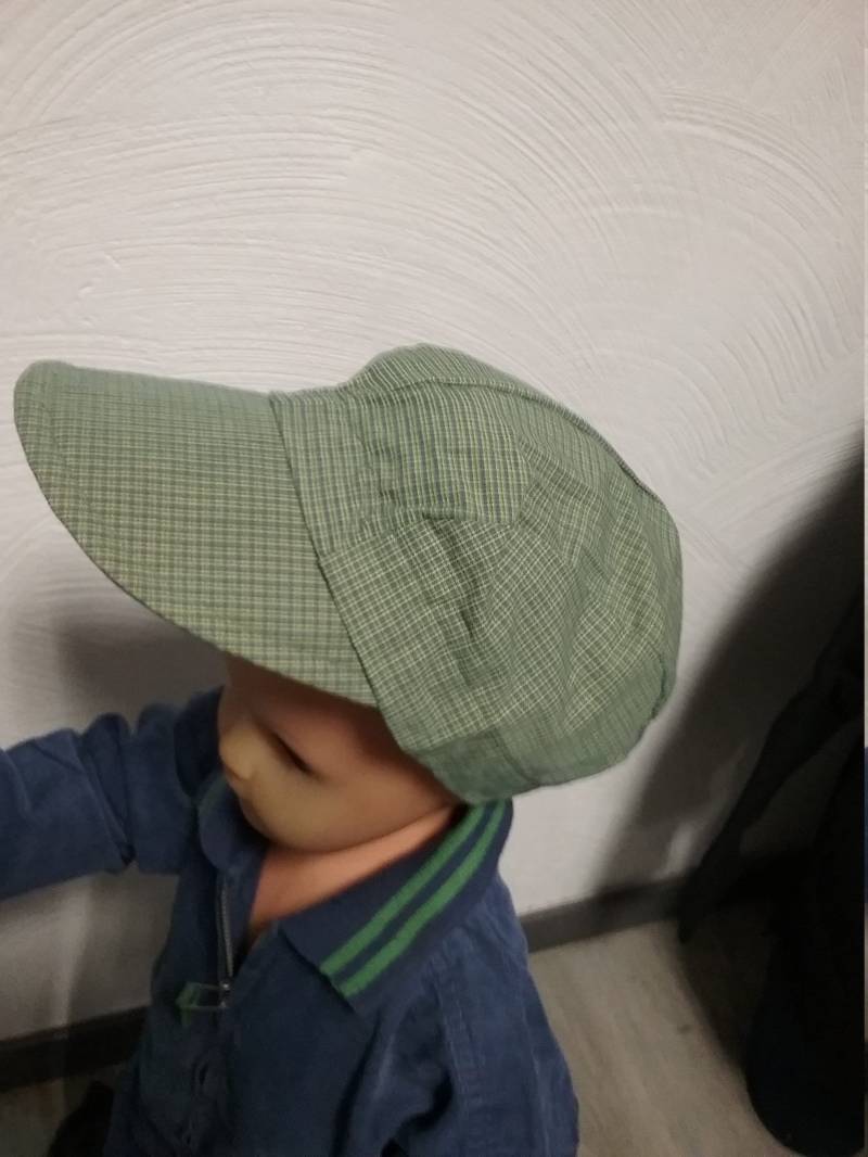 Sale 30% Cap Sommer - Käppi Karierte Kappe Peppino Grün - Blau Vintage Kindermode 1990-Er Jahre von Annehats