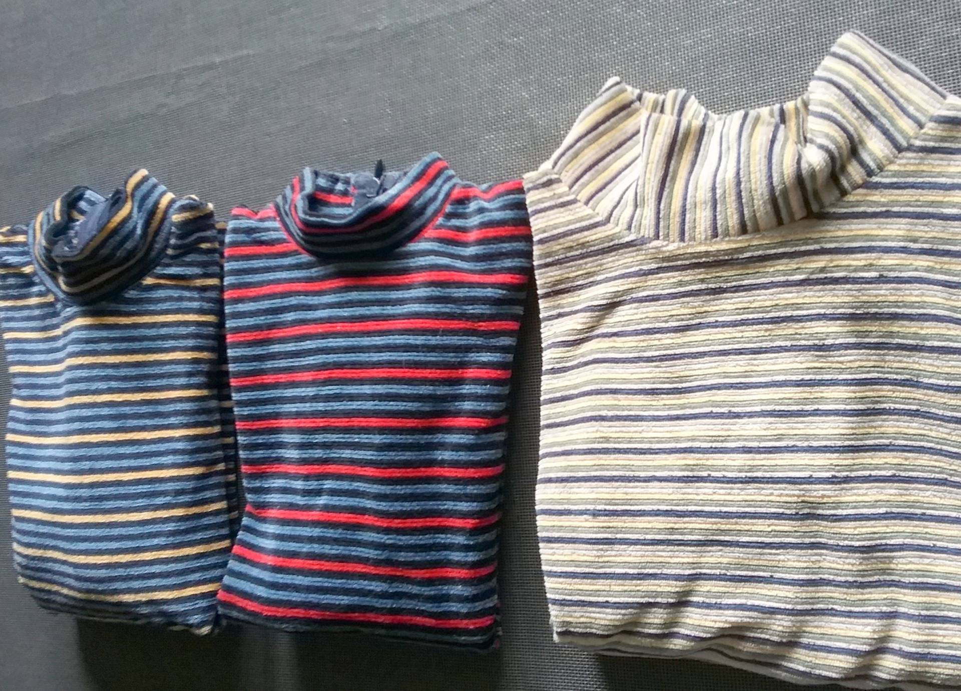 Sale 30% Pulli Nickishirt Turtle Neck Samt Velours Langarm Bunte Streifen Ringel Alphabet + Daniela Monti Tailliert Schmale Form Vintage von Annehats