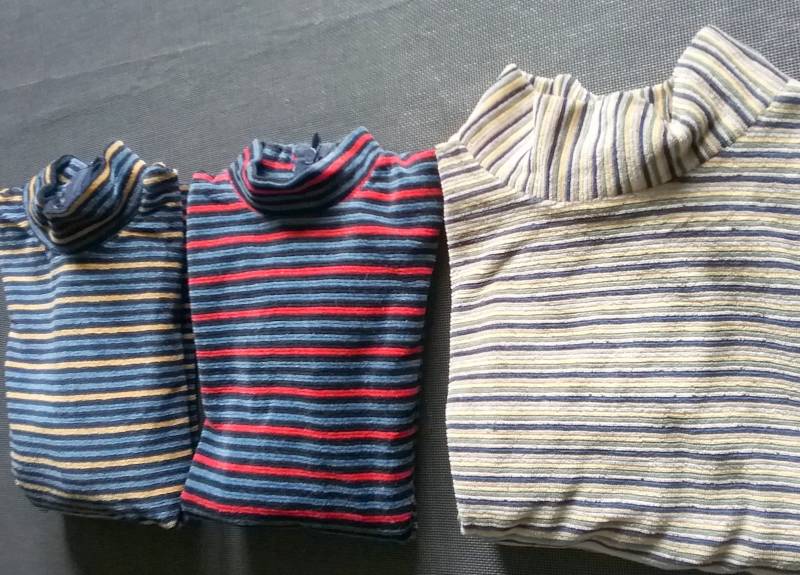 Sale 30% Pulli Nickishirt Turtle Neck Samt Velours Langarm Bunte Streifen Ringel Alphabet + Daniela Monti Tailliert Schmale Form Vintage von Annehats