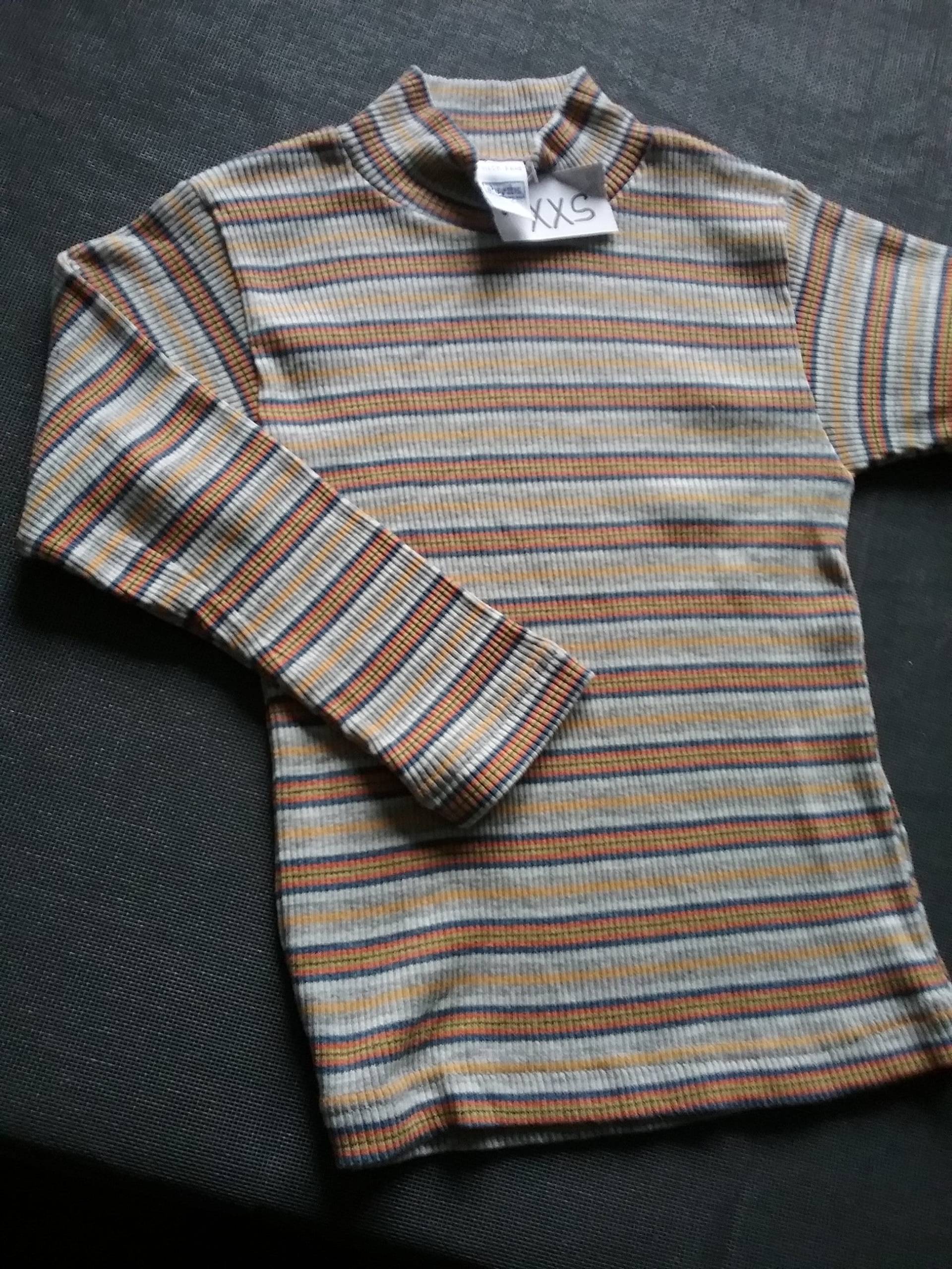 Sale 30% Pulli Turtle Neck Ringelshirt Bunt Gestreift Langarm Grau Gelb Orange Blau Junge Mädchen Absorba Vintage von Annehats