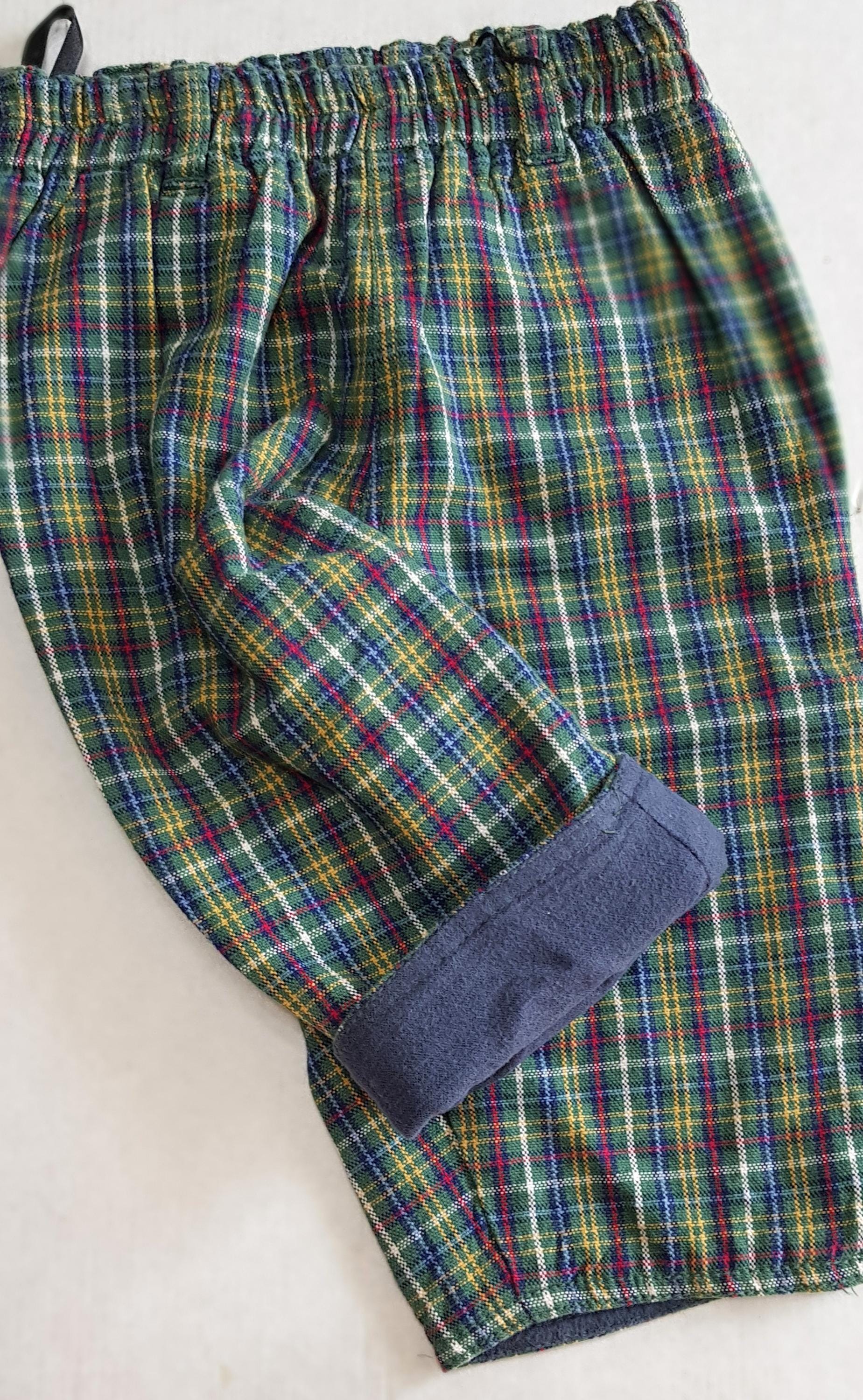 Sale 30% Schlupfhose, Flanell, Lange Hose, Gefüttert, Schottenkaro, Grüntöne, Bunte Details, Baumwolle, Kids, Gender, Whoopi, Vintage von Annehats