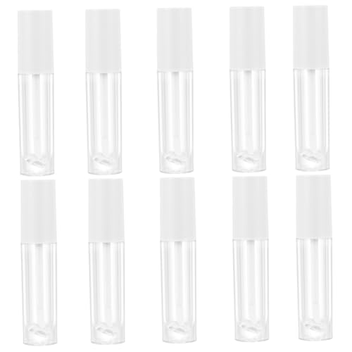 Anneome 10 Stück Nachfüllbare Lippenstift Fläschchen aus Transparentem Abs mit Weißem Deckel Mini Lip Gloss Behälter für DIY Lippenfarbe Auslaufsicher und Kompakt für Reisen und Alltag von Anneome