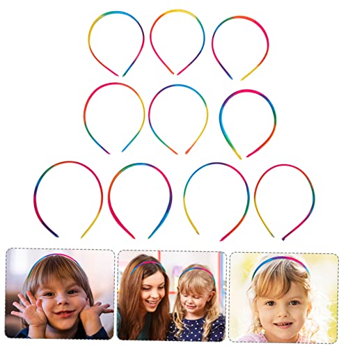 Anneome 10 Stück Teiliges Dünnes Regenbogen Haarband für Damen Teenager und Elastische Stirnbänder Haarbruch Vielseitig für Alltag Party und Kostüm Farbenfrohe Haarschmuck Accessoires von Anneome