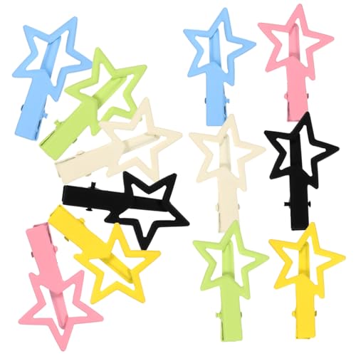 Anneome 12 Stck. Teiliges Kleine Bunte Metall Haarklammern in Sternform Leichte Mädchen Haarspangen aus Robustem Metall Dekorative Haarschmuckclips in Candy Farben Gelb Grün Blau von Anneome