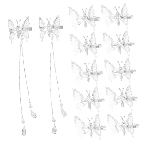 Anneome 12 Stück Dynamische Schmetterlingshaarnadel Haar-Schmetterlingsklammern zum Stylen Schmetterling kleine Klemmen Schmetterlingskopfschmuck für Frauen Metall Silber von Anneome