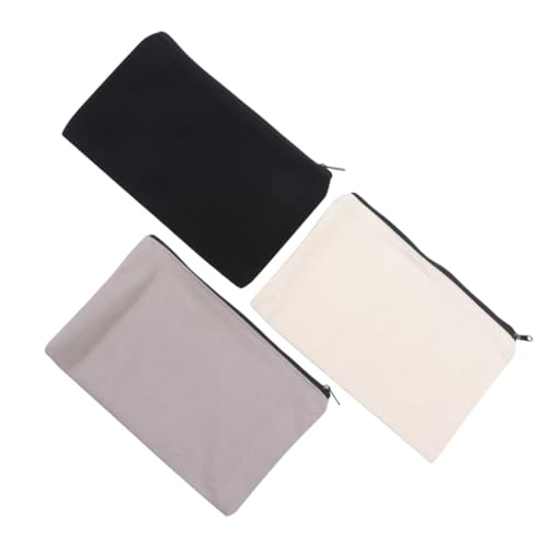 Anneome 12stücke Canvas-kosmetiktaschen Mit Reißverschluss Tragbare Aufbewahrungstaschen Für Federmäppchen Und Schminkbeutel Aus Waschbarem Leinwandmaterial Schwarz Beige von Anneome