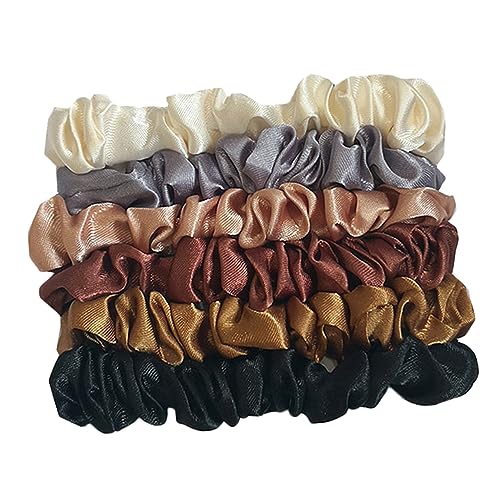 Anneome 12 Stück Retro Satin Haargummis Klein Elastisch Modisch Haarschmuck für Damen Mädchen Ponytail Halter Festhaltend Vielseitig für Dünnes und Dickes Haar von Anneome