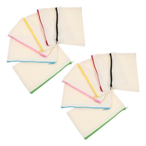 Anneome 12 Stück Teiliges Leere Canvas Kosmetiktaschen mit Reißverschluss DIY Bastelbedarf für Reisen Toilettenartikel und Robuste und Langlebige Aufbewahrungstaschen für Make Up und Mehr von Anneome