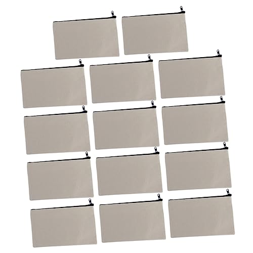 Anneome 14 Stück Federmäppchen Canvas mit Reißverschluss DIY Leere Aufbewahrungstaschen für Schreibwaren Kosmetik und Mehr Beige mit Schwarzem Reißverschluss von Anneome
