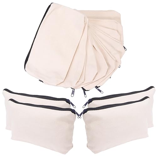 Anneome 14 Stück Teiliges Segeltuch Makeup Taschen Leer mit Reißverschluss DIY Kosmetiktasche Geräumig Vielseitig für Reisen Fitness Camping Personalisierbar Natürliche Farbe von Anneome