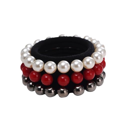 Anneome 15 Stück Teiliges Handgefertigte Perlen Haarbänder Nahtlos Elastisch Dehnbar für Damen und Mädchen Vielseitig Verwendbar als Ponytail Holder und Stretch Hair Ring in Rot von Anneome