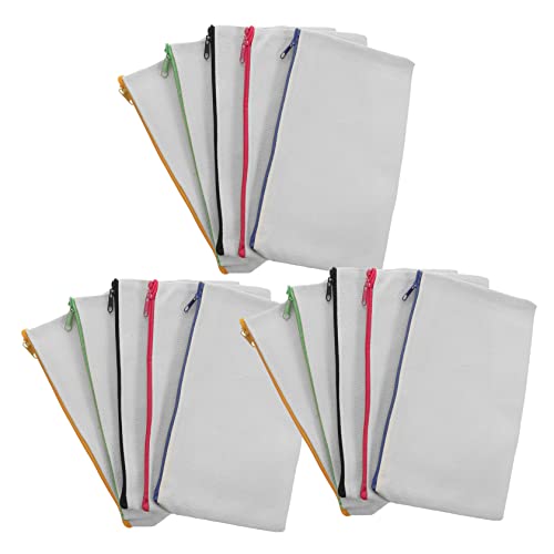 Anneome 15stücke Canvas Reißverschlusstasche Federmäppchen Kosmetiktaschen Mit Wärmeübertragung DIY Sublimationsrohlingen Aufbewahrungstasche Für Reiseaccessoires Bleistift Tasche von Anneome