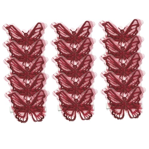 Anneome 16 Stück Teiliges Kleine Schmetterling Haarspangen für Mädchen Dreidimensional Gestickter Haarschmuck in Weinrot Vielseitige Haarklammern für Alltag Party Hochzeit und Besondere von Anneome