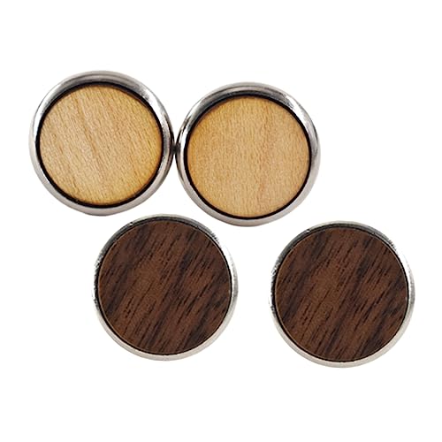 Anneome 2 Paare Runde Holzmanschettenknöpfe Amerikanischem Schwarzem Walnuss und Ahornholz Langlebige Hemd Accessoires mit Feiner Politur Geeignet für Formelle und Anlässe von Anneome