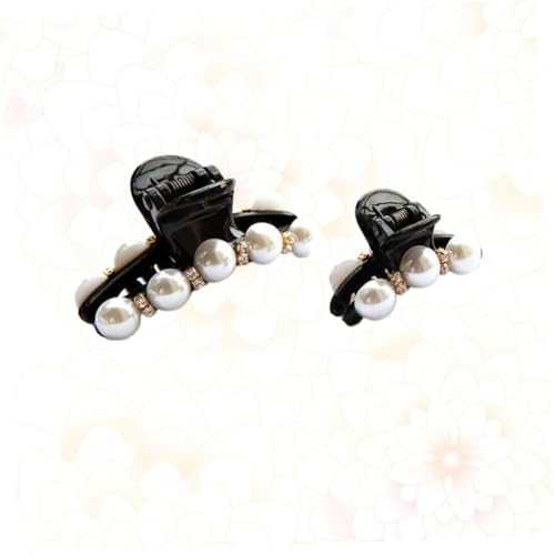 Anneome 2 STÜCK Damen Haarklammer mit Perlen und Strass Groß und Klein Elegante Haarspange für Frauen und Mädchen Modisches Haar accessoire Schwarz von Anneome