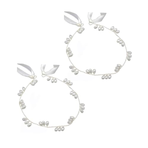 Anneome 2 STÜCK Handgefertigtes Perlen haarband Eleganter Braut Haarschmuck Weiche Ketten stirnbänder für Damen Geeignet für Hochzeit Verlobung und Festliche Anlässe von Anneome