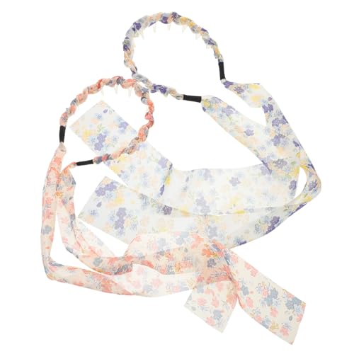 Anneome 2 STÜCK Teiliges Floral Ribbon Haarbänder mit Schleifen Weiche Haarschonende Stirnbänder für Frauen und Mädchen Vielseitig als Haar oder Halstuch Elegant für Hochzeiten Festivals von Anneome