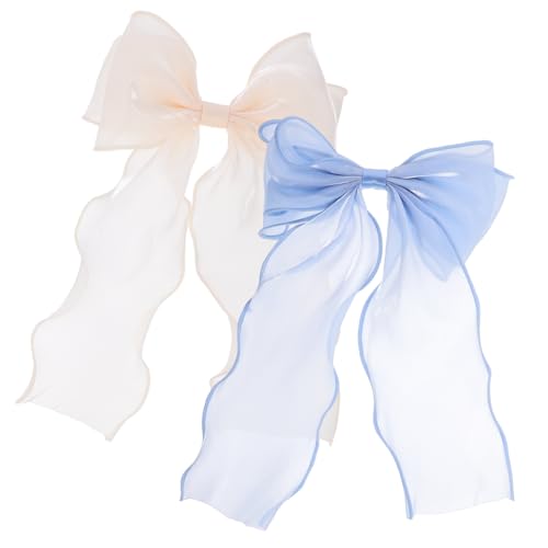 Anneome 2 Stck. Teiliges Haarklammer mit Schleifenmotiv Dekorative Haarspangen für Damen und Mädchen Sichere Federclips Langlebig und Rutschfest Farblich Abgestimmt in Champagner und Blau von Anneome