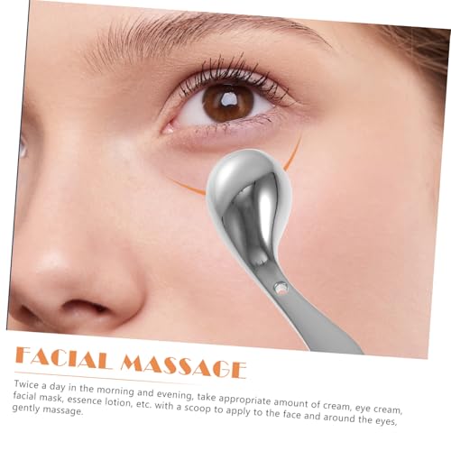 Anneome 2 Stück Augenmassage Stäbe aus Zinklegierung Silberne Beauty Rods mit Massage löffel für Verbesserte Augencremeaufnahme der Durchblutung Reduzierung von Augenringen und von Anneome