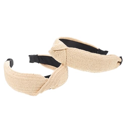 Anneome 2 Stück Damen Haarband aus Gewebtem Raffia Leichter Bequemer Haarschmuck mit Knoten Drehdesign Modisch für Party Alltag und Besondere Anlässe Geeignet von Anneome