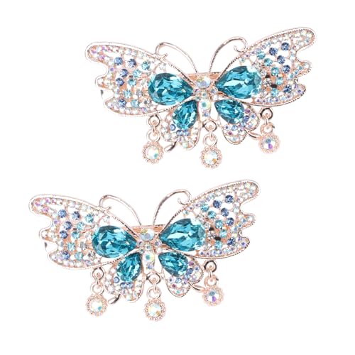 Anneome 2 Stück Haarspangen mit Strassbesatz Federleichte Ponytail Halter für Damen und Mädchen Modische Haarklammern für Alltag Party und Festival Schmerzfreies Tragegefühl Blaues von Anneome