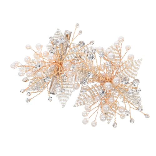 Anneome 2 Stück Handgefertigte Strass Perlen Haarspangen mit Blumenmotiv Funkelnde Braut Haarschmuck Eleganter Hochzeitsschmuck für Festliche Anlässe Kunstvolles Design Goldfarben von Anneome