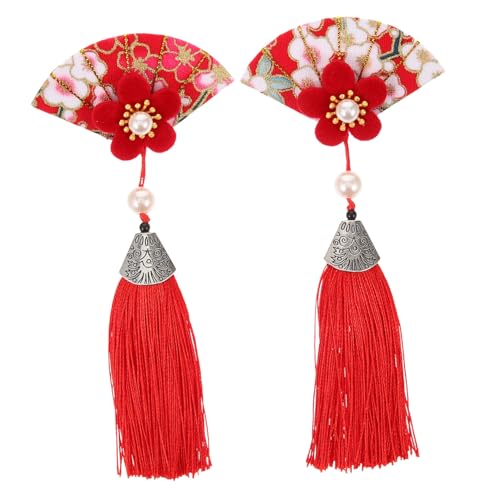 Anneome 2 Stück Japanischer Stil Haarschmuck Damen Blumen Haarspangen mit Blumen und Quasten Leicht Robust Geeignet für Hochzeit Party Alltag Passend für Dünnes und Dickes Haar von Anneome