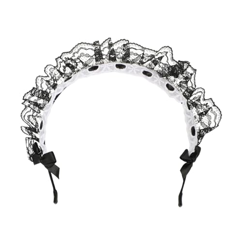 Anneome 2 Stück Lace Bow knot Stirnband Schwarz Spitzen Haarschmuck Party Cosplay Festival Haardeko für Frauen Eleganter Kopfschmuck Brautjungfer Geburtstagsfeier von Anneome