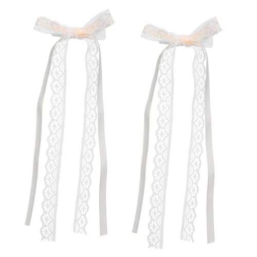 Anneome 2 Stück Lace Haarschleifen Spitzen Schleifen Haarklammern für Mädchen und Frauen Stilvolle Spitzenoptik Vielseitig Tragbar zu Ponytail Lockigem oder Kurzem Haar Langlebige von Anneome
