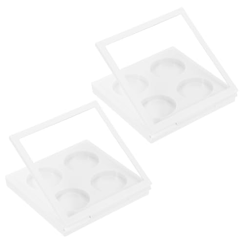 Anneome 2 Stück Leere Lidschattenbox Weiß mit Farbkammern und Magnetverschluss DIY Make Up Palette für Lidschatten Puder Kompakte Kosmetik Aufbewahrung von Anneome
