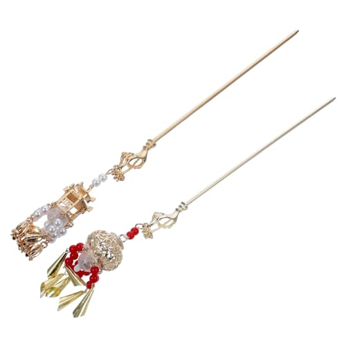 Anneome 2 Stück Leuchtende Chinesische Haarnadeln Retro-füchsinspiration Legierungs-material Perlen und Quasten Leicht und Langlebig Eleganter Haarschmuck für Frauen und Mädchen von Anneome
