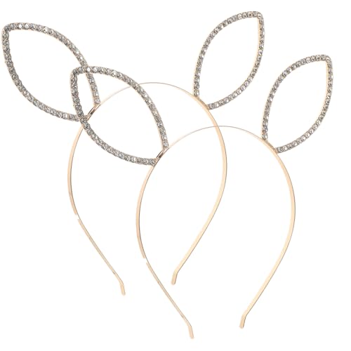 Anneome 2 Stück Metall Haarreif mit Funkelnden Strass Hasenohren Teiliges Cosplay Accessoire für Damen Eleganter Kopfschmuck für Karneval Party und Halloween Leichter Rutschfester von Anneome