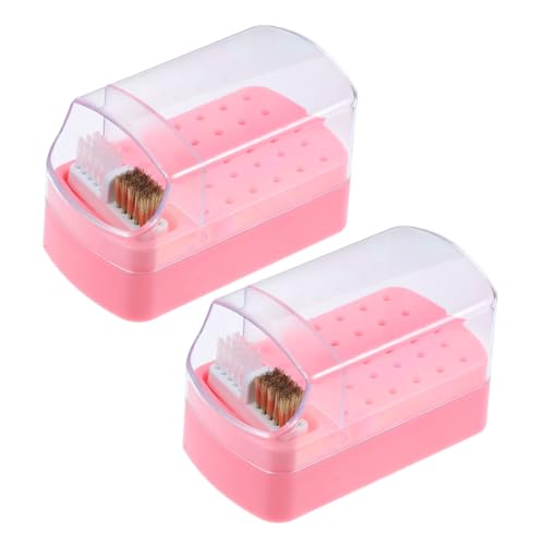 Anneome 2 Stück Nagelfräser Bits Aufbewahrungsbox Organizer mit Reinigungsbürste Kunststoff Nagelbohrer Halter Kompakt Tragbar für Salon und Heimgebrauch von Anneome
