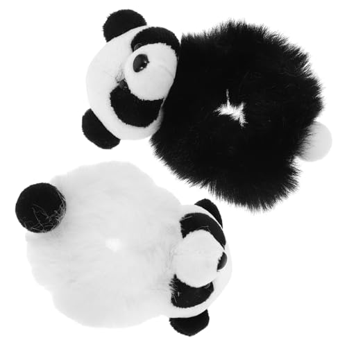Anneome 2 Stück Plüsch Panda Haargummis Weiche Elastische Haarbänder für Frauen und Mädchen Kuschelige Haarschmuck Accessoires Schmerzfreier Halt für Alltag und Party Süßes Design in von Anneome
