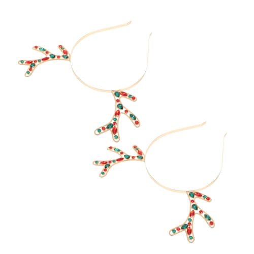 Anneome 2 Stück Rentier-haarreif mit Metallischen Hirschgeweihen und Funkelnden Strasssteinen Verstellbar und Langlebig für Weihnachtsfeiern Cosplay und Festliche Kostüme Komfortabel für von Anneome