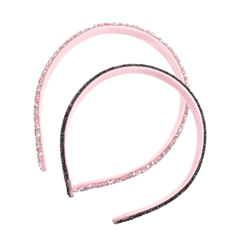 Anneome 2 Stück Rhinestone Breites Haarband Gepolstert Glitzernd Funkelnd Damen Haarschmuck für Hochzeit Party Alltag Modisch Schwarz Rosa von Anneome