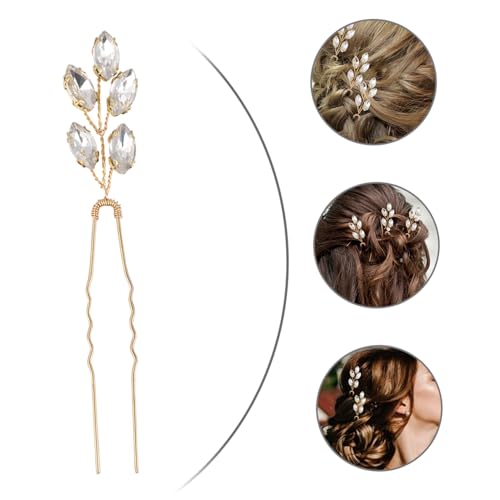 Anneome 2 Stück Rhinestone Haarnadeln U förmig Brautschmuck Hochzeit Haarknoten accessoires Frauen Glitzernd Leichte Haarnadeln für Festliche Frisuren von Anneome