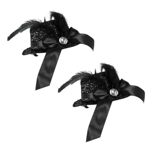 Anneome 2 Stück Schicke Schwarze Feder haarnadeln Billycock Design Modische Haarklammern für Mädchen Eleganter Haarschmuck für Hochzeit Geburtstag und Party Langlebige Verarbeitung von Anneome