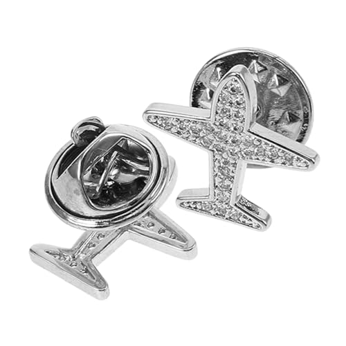 Anneome 2 Stück Silberne Flugzeug Broschen Knöpfe No Sew Sicherheitsnadeln Dekorative Exposure Button Pins für Kleidung Hemden Mäntel Vielseitige Broschen für Damen Herren von Anneome
