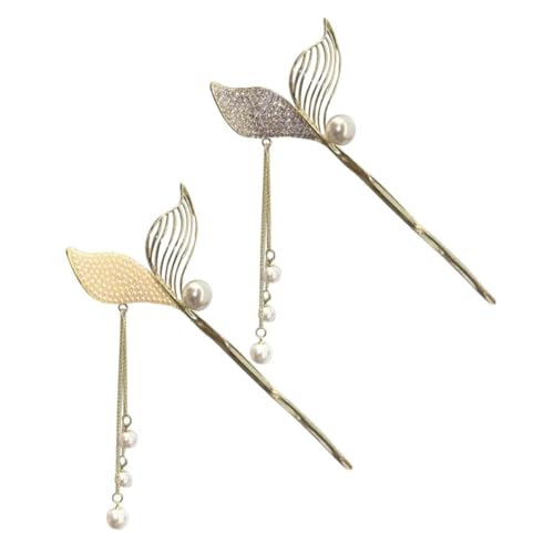Anneome 2 Stück Teiliges Dekorative Haarnadeln mit Fischschwanz design Perlen und Tasseln Elegante Haarnadeln für Frauen Haarschmuck für Alltag Hochzeit Party und Festliche Anlässe von Anneome