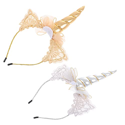 Anneome 2 Stück Teiliges Einhorn Haarreifen für Mädchen Leichtes Cosplay Haarschmuck Party Stirnband in Gold und Silber Geeignet für Faschingskostüme Kindergeburtstag und Festlichkeiten von Anneome