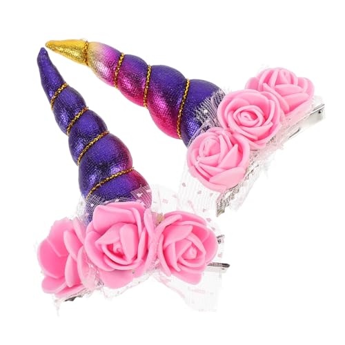 Anneome 2 Stück Teiliges Haarclip Halloween Einhorn Haarspange Bunt Süß Party Haarschmuck für Mädchen Festlich Alltag von Anneome