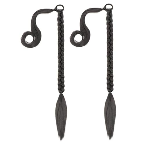 Anneome 2 Stück Teiliges Langes Geflochtenes Haarteil Pferdeschwanzverlängerung mit Haargummi Wickelband Hitzebeständig Weiches Seidenmaterial für Damen und Mädchen Vielseitig Tragbar von Anneome