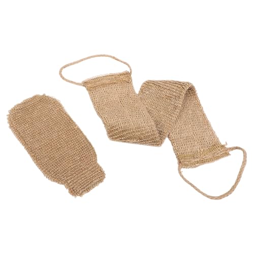 Anneome 2 Stück Teiliges Peeling badeset mit Weichen Natürlichen Fasern Doppelseitiger Rückenschrubber und Waschhandschuhe Sanfte Körperreinigung für Damen und Herren Flexibel und von Anneome