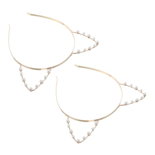 Anneome 2 Stück Teiliges Perlen katzenohren stirnband Eleganter Haarschmuck für Frauen und Mädchen Passende Langlebige Kopfbedeckung für Party Halloween Cosplay und Alltag von Anneome