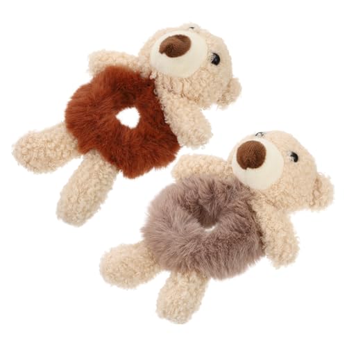 Anneome 2 Stück Teiliges Plüsch Bären Haargummi Weiche Haarringe für Mädchen und Frauen Kuschelige Haarbänder Geeignet für Alltag Partys und Festliche Anlässe Komfortabel und Sicher von Anneome