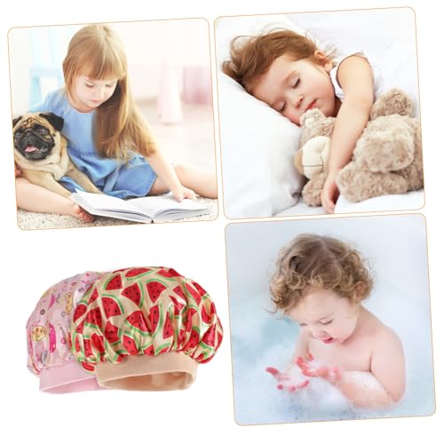 Anneome 2 Stück Teiliges Satin Schlafmütze für Bedruckte Leichte Schlafhaube Weiche Sichere Kopfbedeckung für Zuhause und Reisen Einfach Anzuziehen Geeignet für Mädchen von Anneome